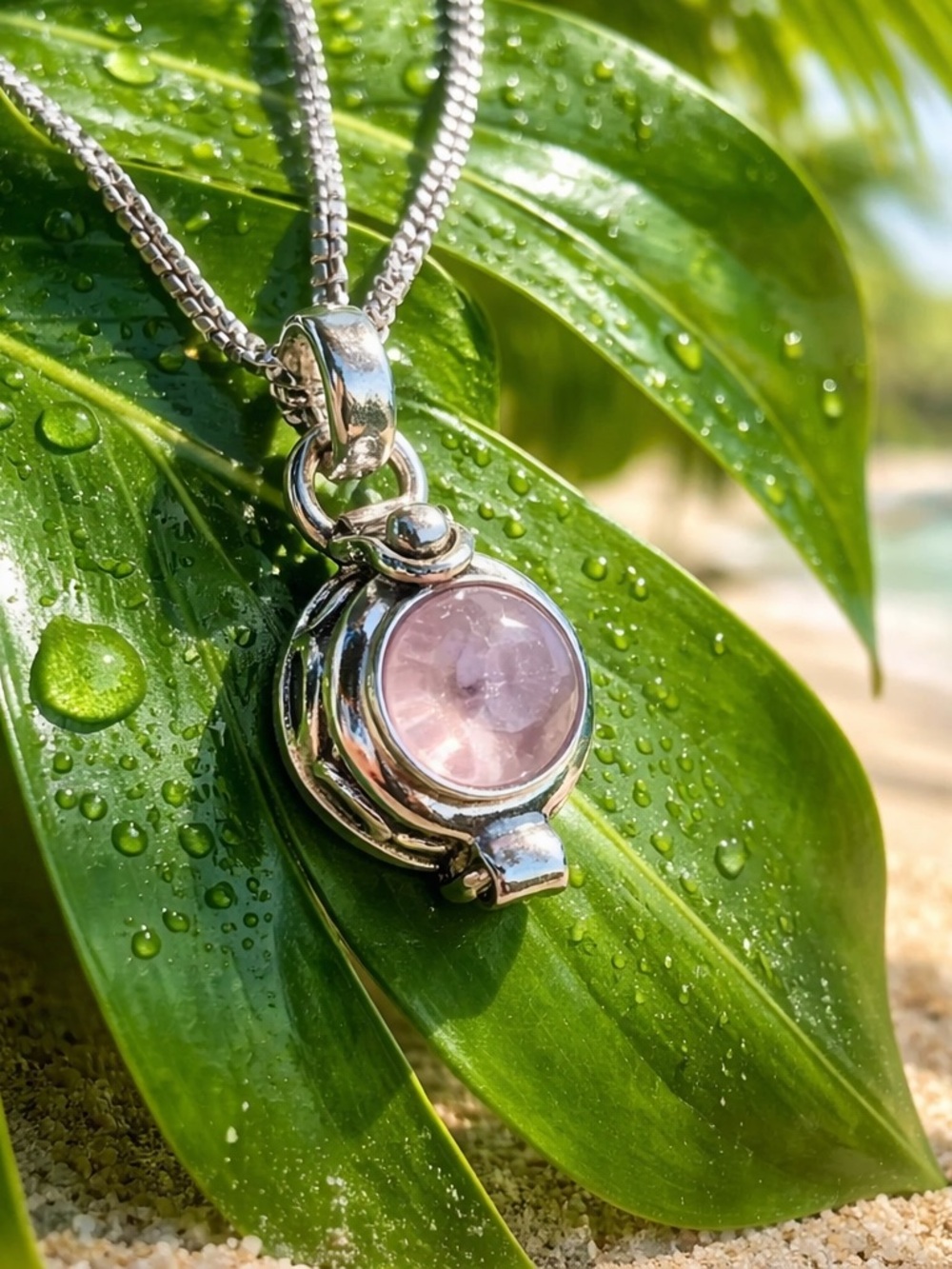 Rose Quartz Poison Pendant Necklace
